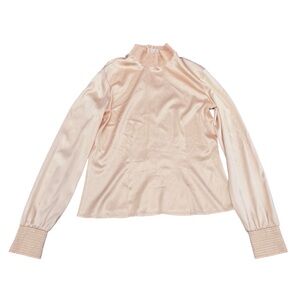 Vintage Satin Silk Mock Neck Blouse